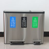 河南天祥 室內(nèi)不銹鋼腳踏環(huán)保三分類(lèi)垃圾桶 廠家直銷(xiāo)支持定制